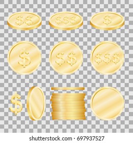 Set Realistic Gold Coins Dollar Sign Stock Vector (Royalty Free) 697937527