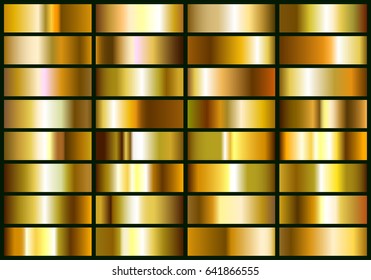 リアルな金箔のセット 美しいカラフルな背景テクスチャー 光沢のある金色のグラデーションテンプレート ベクター画像デザイン のベクター画像素材 ロイヤリティフリー