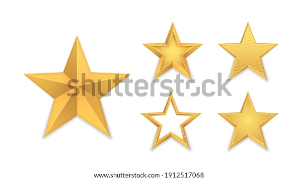 Set Realistic Golden 3d Star Glossy Stock Vector (Royalty Free ...