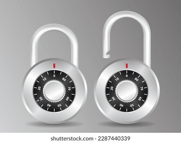 set of realistic golden and silver padlock metal isolated. eps vector