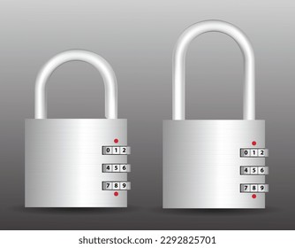 set of realistic golden and silver padlock metal isolated. eps vector