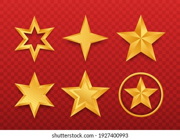 Set of realistic golden stars.