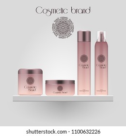 Set of realistic gradient color cosmetic bottle. 3D mockup bottle isolated on white background. Cosmetic products package