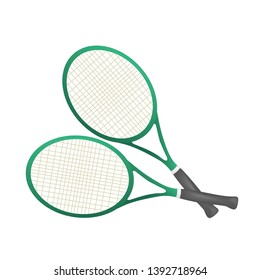 Set of realistic green tennis rackets.