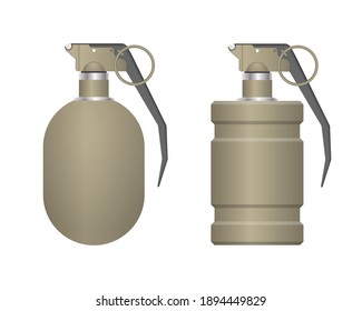 Set of realistic hand grenade isolated on white background