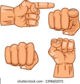 Set of realistic hands on a white background. Different type.

