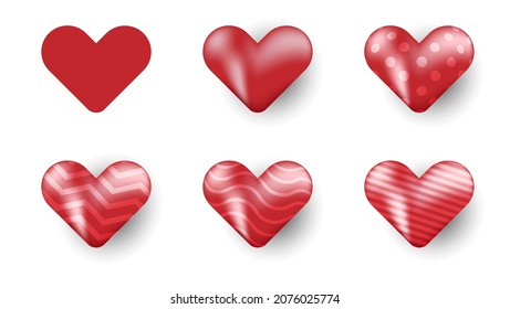set of realistic heart illustration in red color