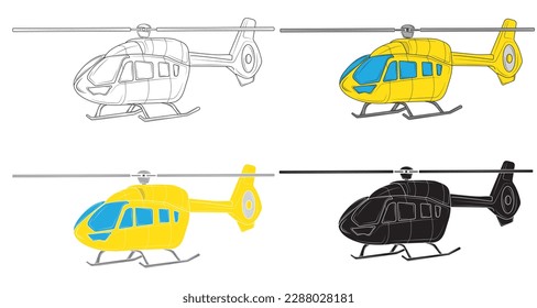 Set of Realistic Helicopter isolated on white background. Vector illustration