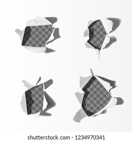 Set Of Realistic Holes In Paper. Ready For Any Background. EPS10 Vector