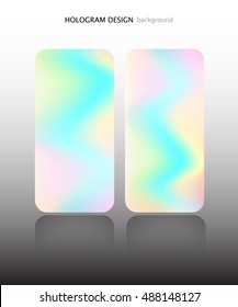 Set of realistic holographic backgrounds Laser light texture blurry gradient mesh colors for mobile phone screen, display modern pattern, cards, print, futuristic design. Hologram punchy pastel vector
