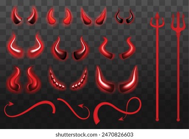 Set of Realistic Horn isolated. Eps Vector