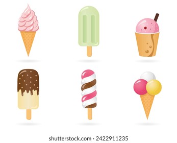 Set of realistic ice cream. Vector illustration.