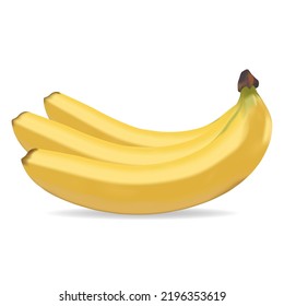 Set von realistischen Illustrationsbananen, 3D-Vektorbanane, Bananenstrauben einzeln auf weißem Hintergrund