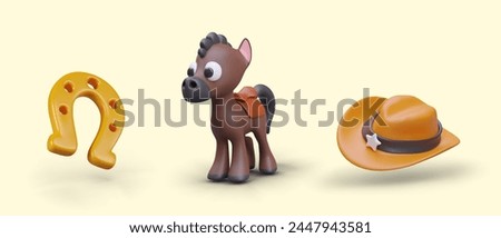 Set of realistic illustrations for wild west concepts. Icons in cowboy style