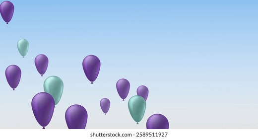 Set of realistic inflatable balloons of different colors. Vector illustration for design, birthday, party, decor, banner, png.