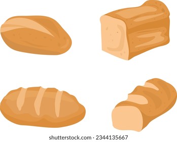 Fijado con productos de trigo de pan aislados y realistas con croissants y tostadas
