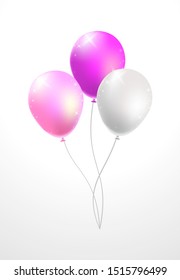 Set of Realistic Isolated Colorful Balloons on White Background