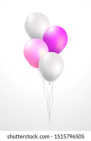 Set of Realistic Isolated Colorful Balloons on White Background
