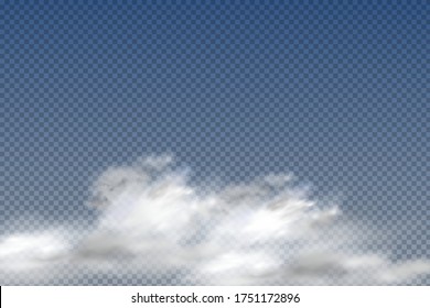 Set of realistic  isolated and  transparent  clouds,fog or smoke  on a blue background.Graphic element vector. Vector design shape for logo, web and print.