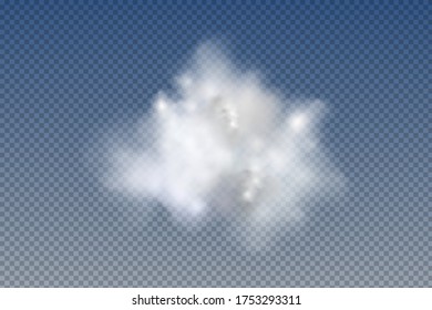 Set of realistic  isolated and  transparent  clouds,fog or smoke  on a blue background.Graphic element vector. Vector design shape for logo, web and print.