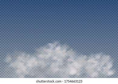 Set of realistic  isolated and  transparent  clouds,fog or smoke  on a blue background.Graphic element vector. Vector design shape for logo, web and print.