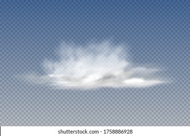 Set of realistic  isolated and  transparent  clouds,fog or smoke  on a blue background.Graphic element vector. Vector design shape for logo, web and print.