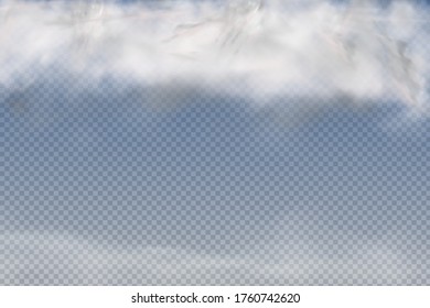 Set of realistic  isolated and  transparent  clouds,fog or smoke  on a blue background.Graphic element vector. Vector design shape for logo, web and print.