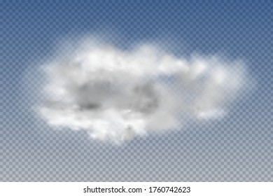 Set of realistic  isolated and  transparent  clouds,fog or smoke  on a blue background.Graphic element vector. Vector design shape for logo, web and print.