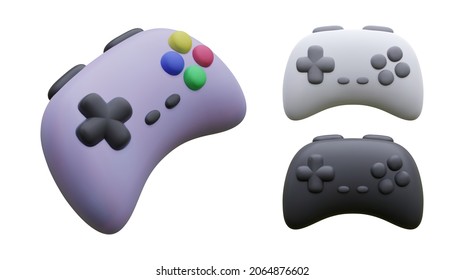 Set of realistic joypads isolated on white background. Video game console. Vector illustration