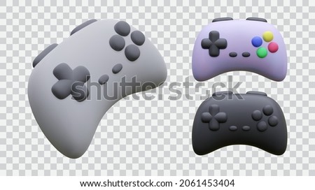 Set of realistic joypads isolated on transparent background. Vector illustration