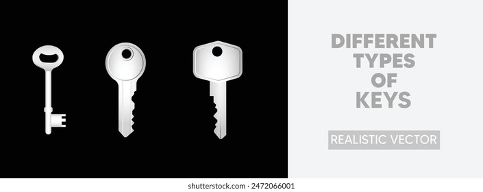 set of realistic key vector illustration