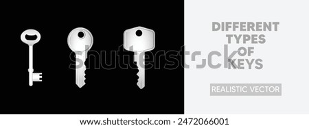 set of realistic key vector illustration