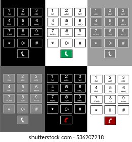 Set of Realistic Keypads for Computer / Mobile / Smart Phone in Square Frame. Flat Design Vector Illustration