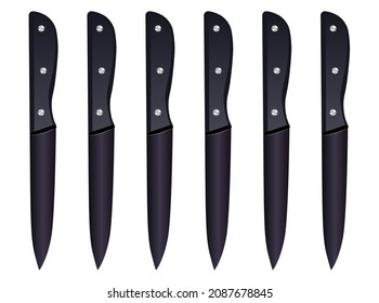 set of realistic kitchen knives isolated on white background, Vector illustration, chef knife, Cutlery icon set