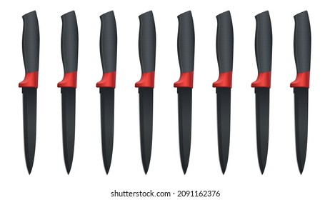 set of realistic kitchen knives isolated on white background, Vector illustration, chef knife, Cutlery icon set