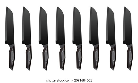 set of realistic kitchen knives isolated on white background, Vector illustration, chef knife, Cutlery icon set
