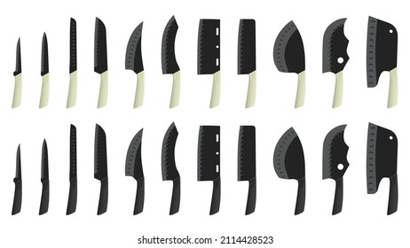 set of realistic kitchen knives isolated on white, Vector illustration, chef knives, Cutlery icon set