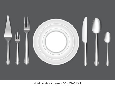 set of realistic knife fork and spoon, in dinner concept. easy to modify 