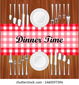 set of realistic knife fork and spoon, in dinner concept. easy to modify 