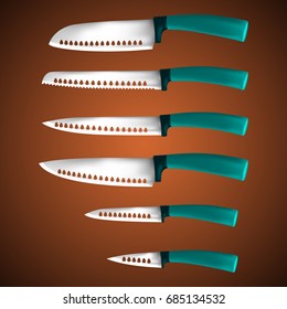 set of realistic knife isolated on background. vector illustration