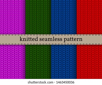 Set realistic knit texture. Collection knitted background. Seamless pattern. Endless texture. Design for background, site, banner, wrapping paper, web page backdrop, wallpaper, winter design, surface 