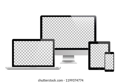 Mockup Different Tech Gadgets Transparent Pattern Stock Photo ...