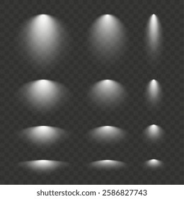 Set of realistic light effects on transparent background vector