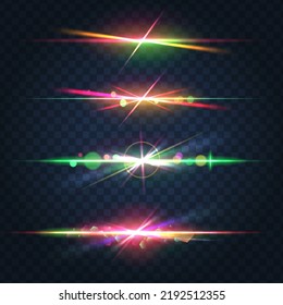 Set of realistic light glare