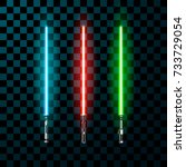 Set of realistic light swords. Vector illustration 