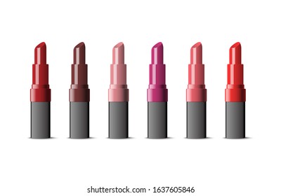 Set of realistic lipstick, artwork can change color, vector illustration