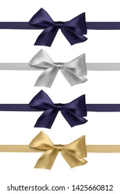 Set of realistic looking bows. Vector illustration for cards, banners, greeting template.