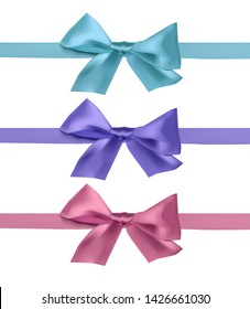 Set of realistic looking bows. Vector illustration for cards, banners, greeting template.