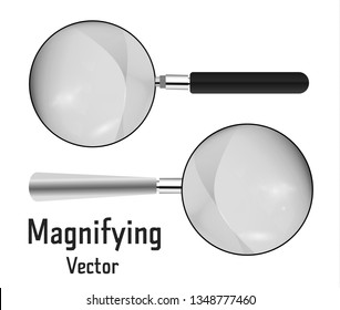 Set of Realistic magnifier. Magnifying glass tool for research and search for your design. Isolated on white background illustration.