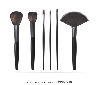 Set of Realistic Make Up Brushes Isolated on white background. Vector illustration